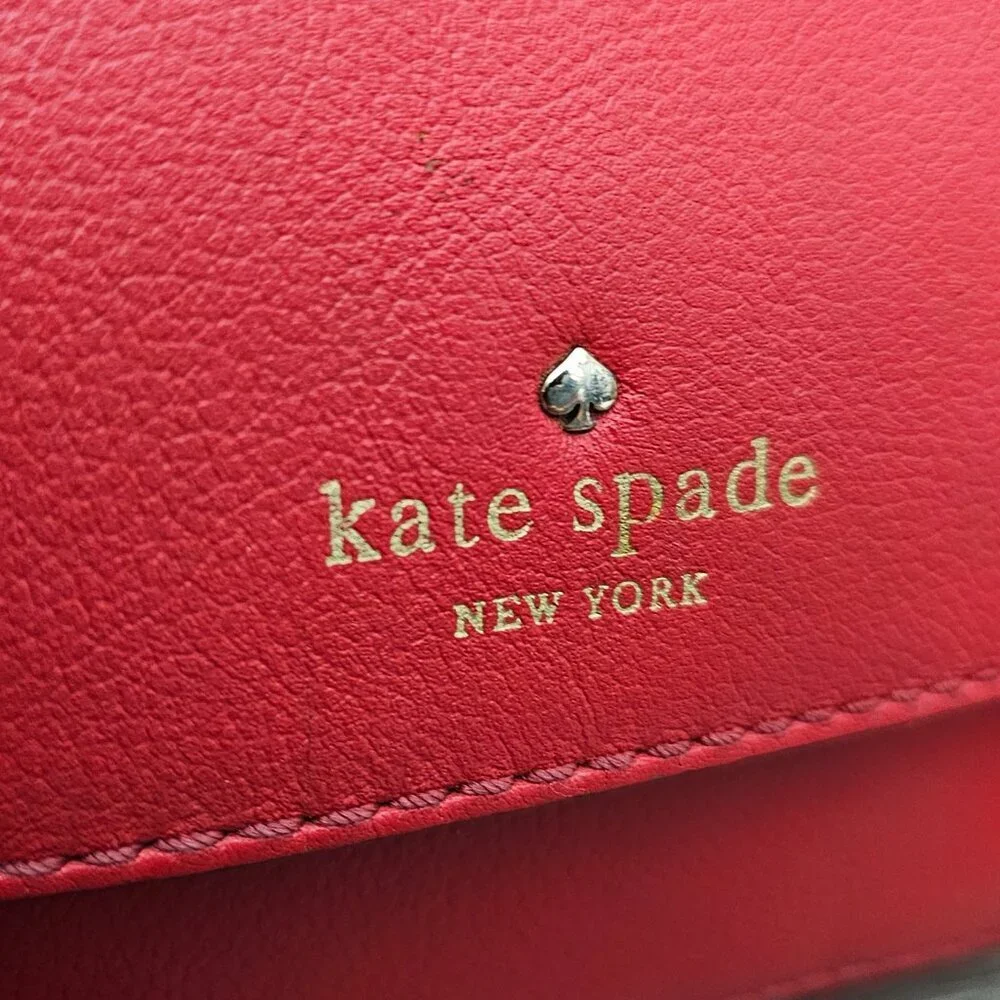 Kate Spade Allen Street Neil Saddle Leather Buckle Flap Red Crossbody Bag COA